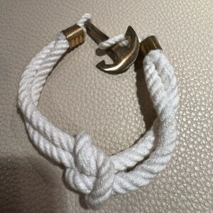 Rope bracelet with brass anchor and accents